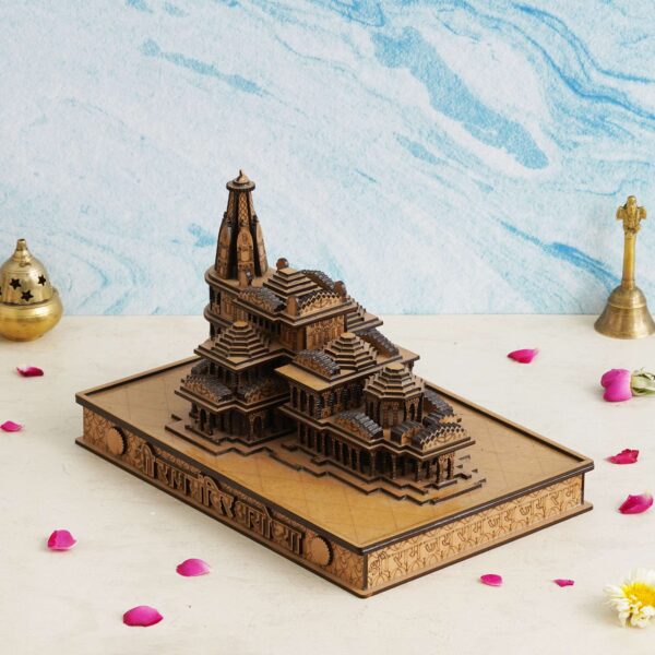 Wooden Ram Mandir Model – Handcrafted Ayodhya Temple Replica