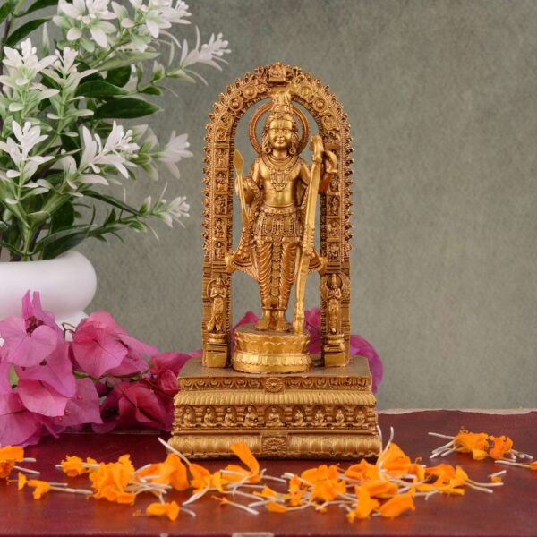 Lord Ram Idol – Antique Finish Ramachandra Statue with Prabhavali Arch